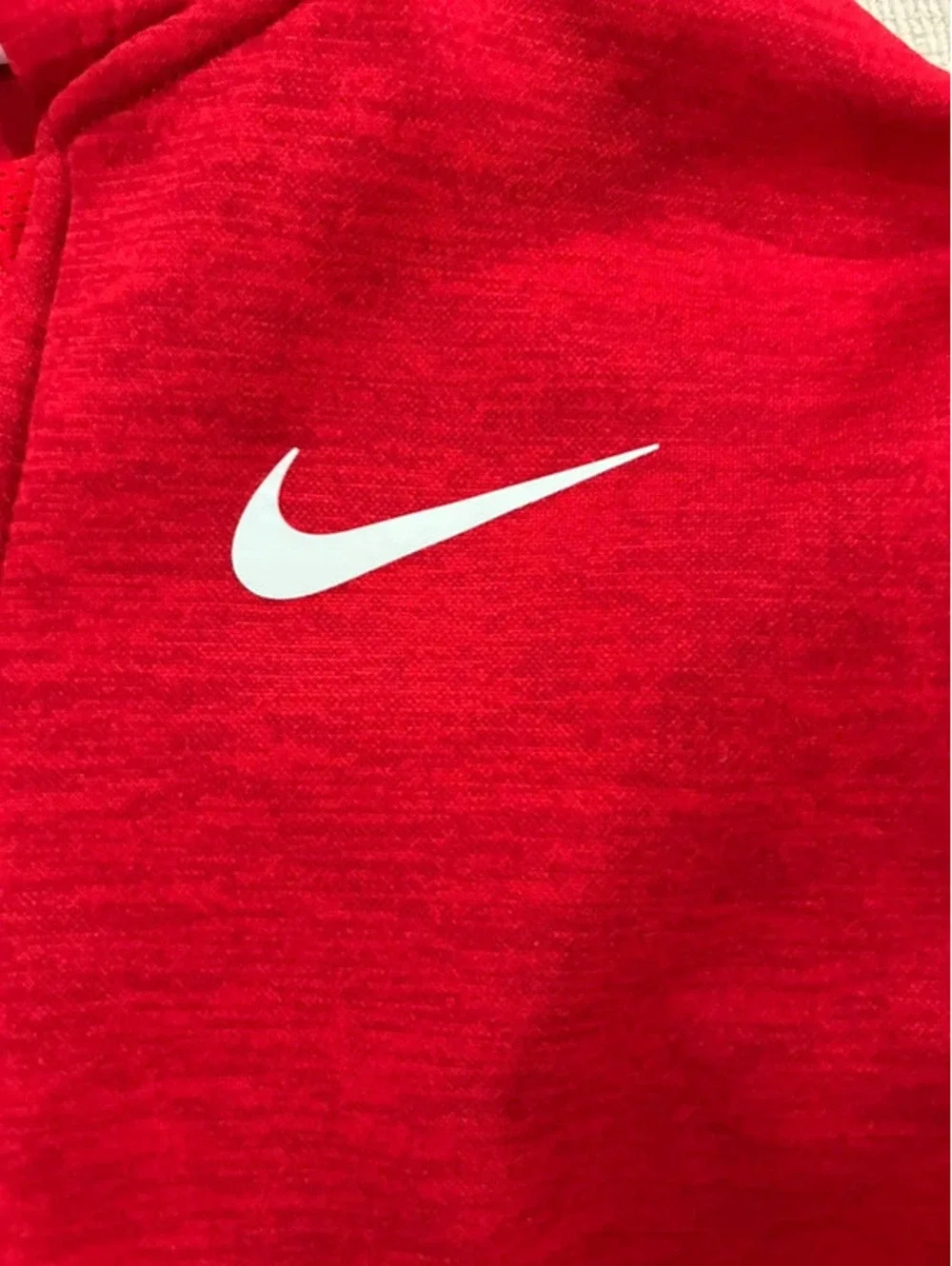 Nike red and black kids zip up hoodie with white swoosh